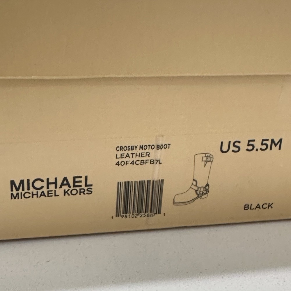 Michael Kors Crosby Moto Boots In Black Size 5.5 Leather Silver Accents with Box - Picture 11 of 12
